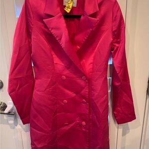 Adelyn Rae Fuchsia Double-Breasted Trench Coat